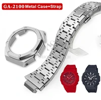 watch band strap for casio g shock ga 2100 bezel case stainless steel metal wristband frame ga2100 ga 2100 1a watchband bracelet