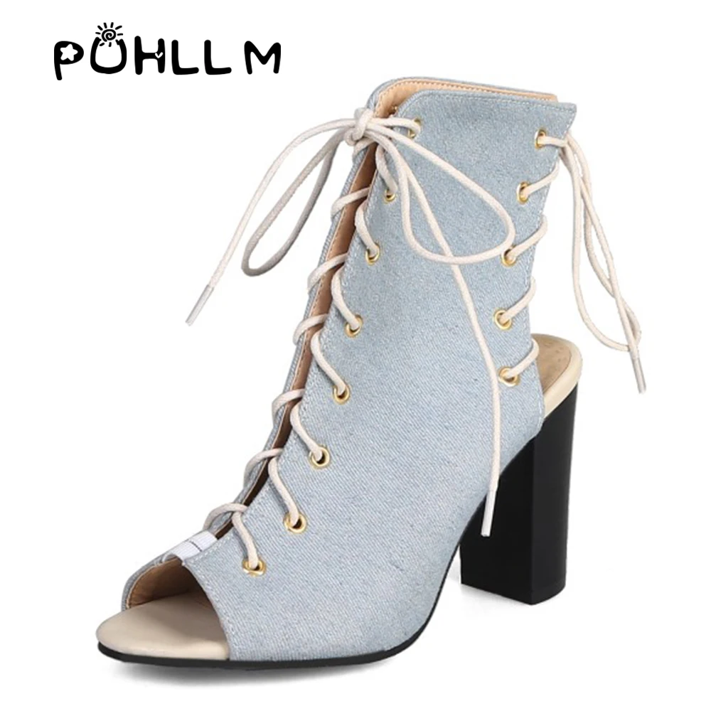 Новинка 2019 года сезон весна женские ботинки на шнуровке с открытым носком