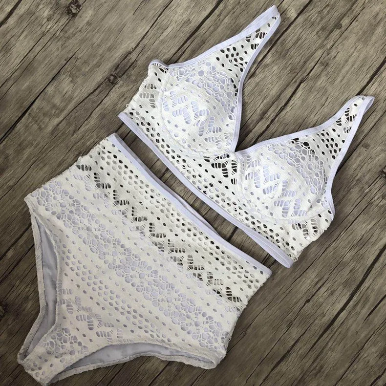 

Dropshipping Sexy Lace split swimsuit high waist cutout lace bikini