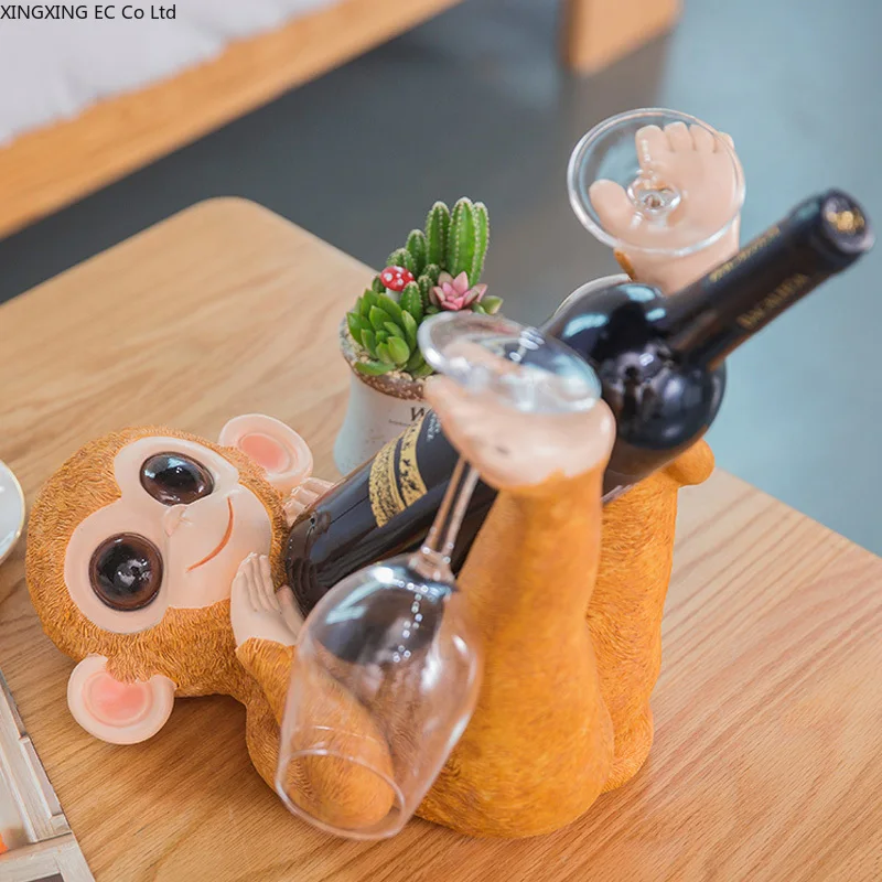

Cute Monkey Wine Rack Creative Living Room Home Decoration Furnishings Storage Wine Bottles Wine Glasses Simulation Animal Gifts