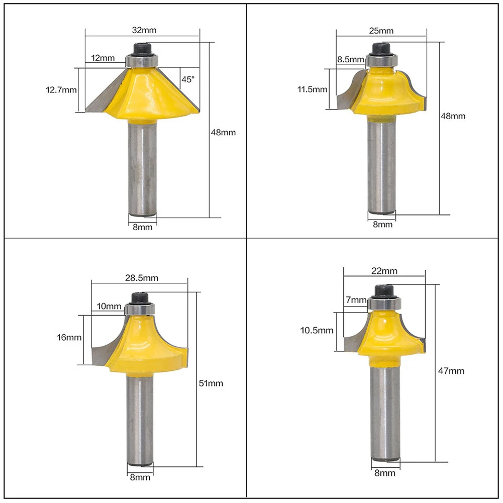 12 шт. фреза Маршрутизатор Набор бит 8 мм резак для дерева карбидный хвостовик
