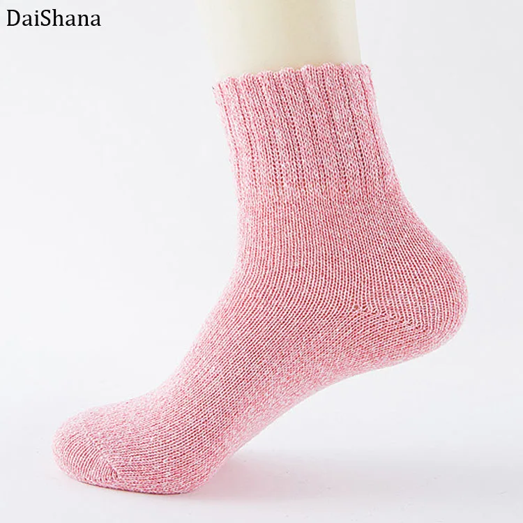 PINK DaiShana новые зимние толстые теплые женские шерстяные носки цветные носки модные повседневные рождественские хлопковые носки в подарок ZB137 - Цвет: PINK