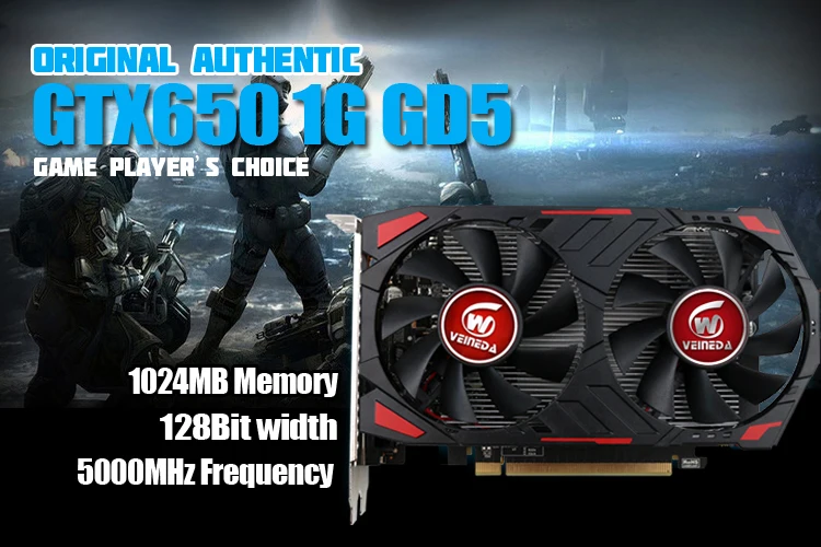 GTX650 GPU Veineda видео карта GTX650 1G 128Bit gtx vga карточная игра 1059/5000 МГц Hdmi+ Dvi Directx11 видеокарта