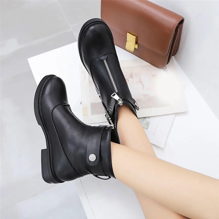 Женские ботинки martin в байкерском стиле на молнии сбоку ботильоны квадратном