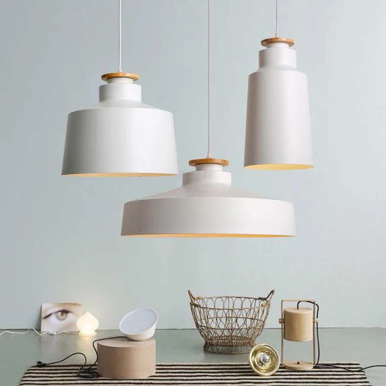 Современная светодиодная Подвесная лампа алюминиевый абажур деревянный круглый