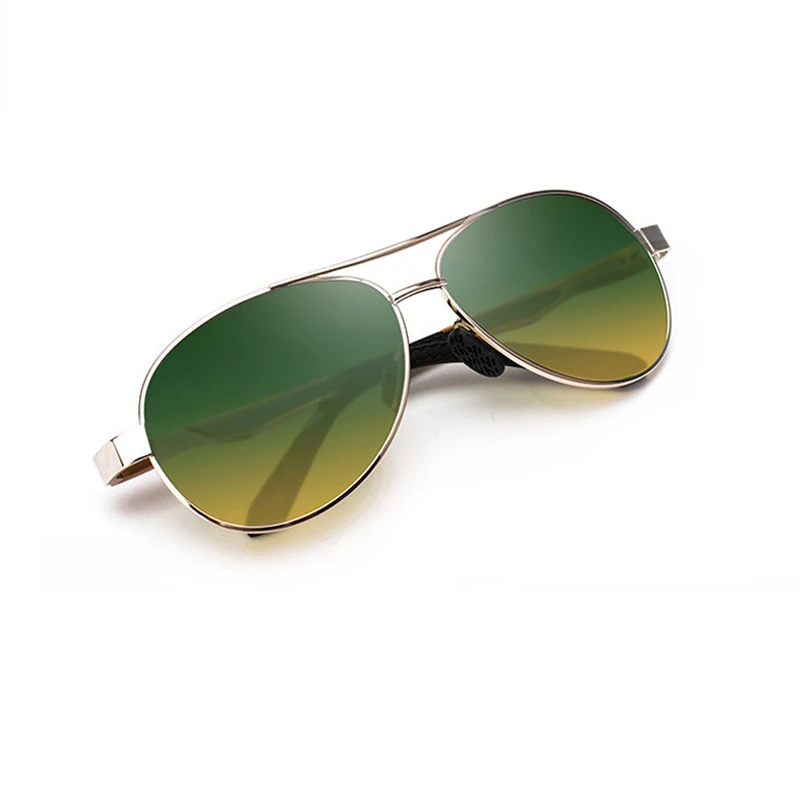 

Men Polarized Sunglasses Graded Green Lens UV400 Driving Sunglasses Metal Frame With Box