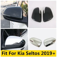 rearview mirror cover trim for kia seltos 2019 2020 2021 abs chrome carbon fiber look exterior kit decoration accessories