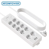 ntonpower wall mountable usb power strip 4000j surge protector extra wide socket power outlet with 3 meter extension lead