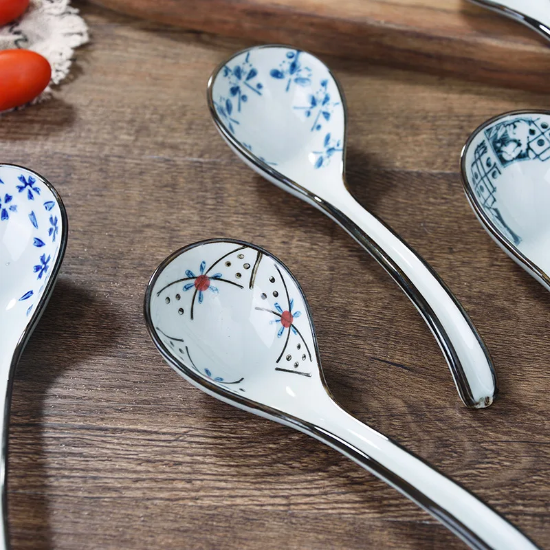 1 шт. винтажная керамическая ложка для супа с длинной ручкой