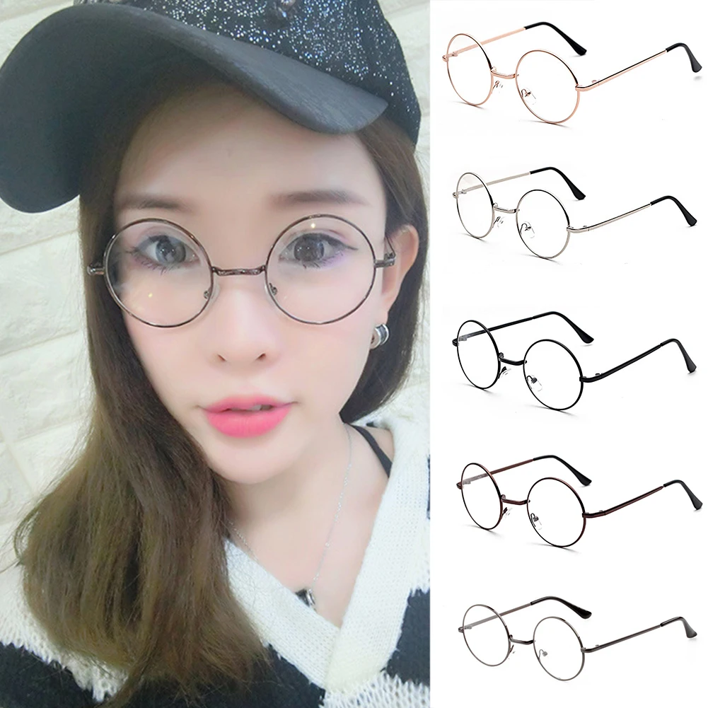 UV400 простые очки Harajuku женские и мужские винтажные круглые металлические