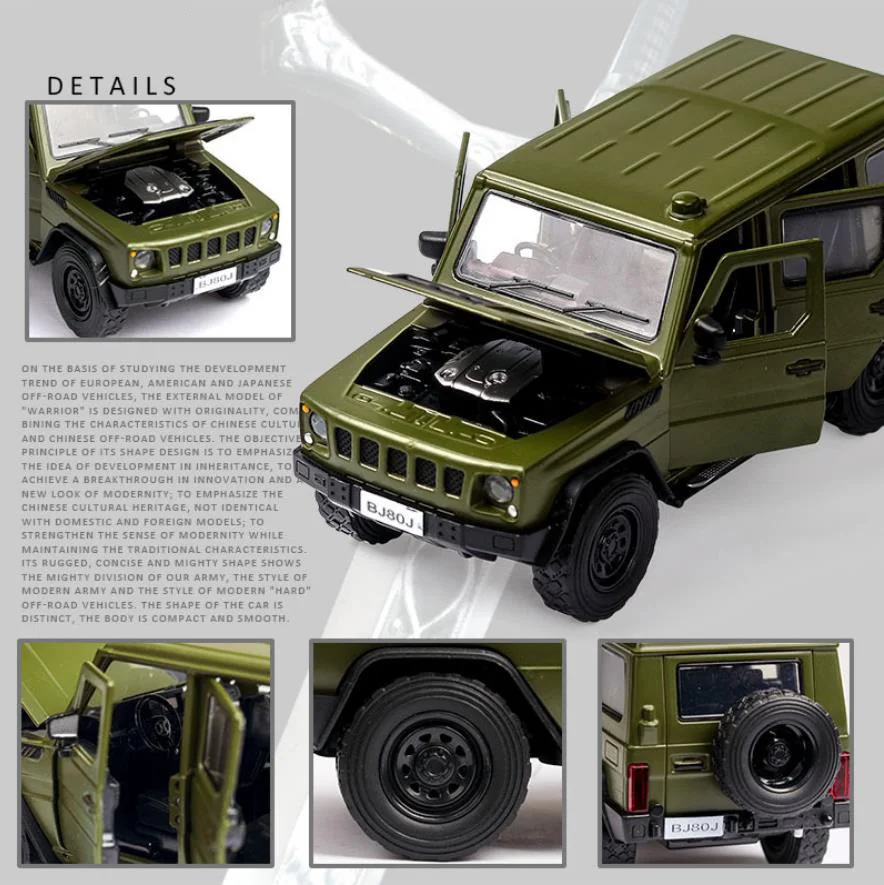 

Hot scale 1:32 wheels diecast china beijing AUTO jeeps car BJ80 J metal model with light and sound pull back vehicle alloy toys