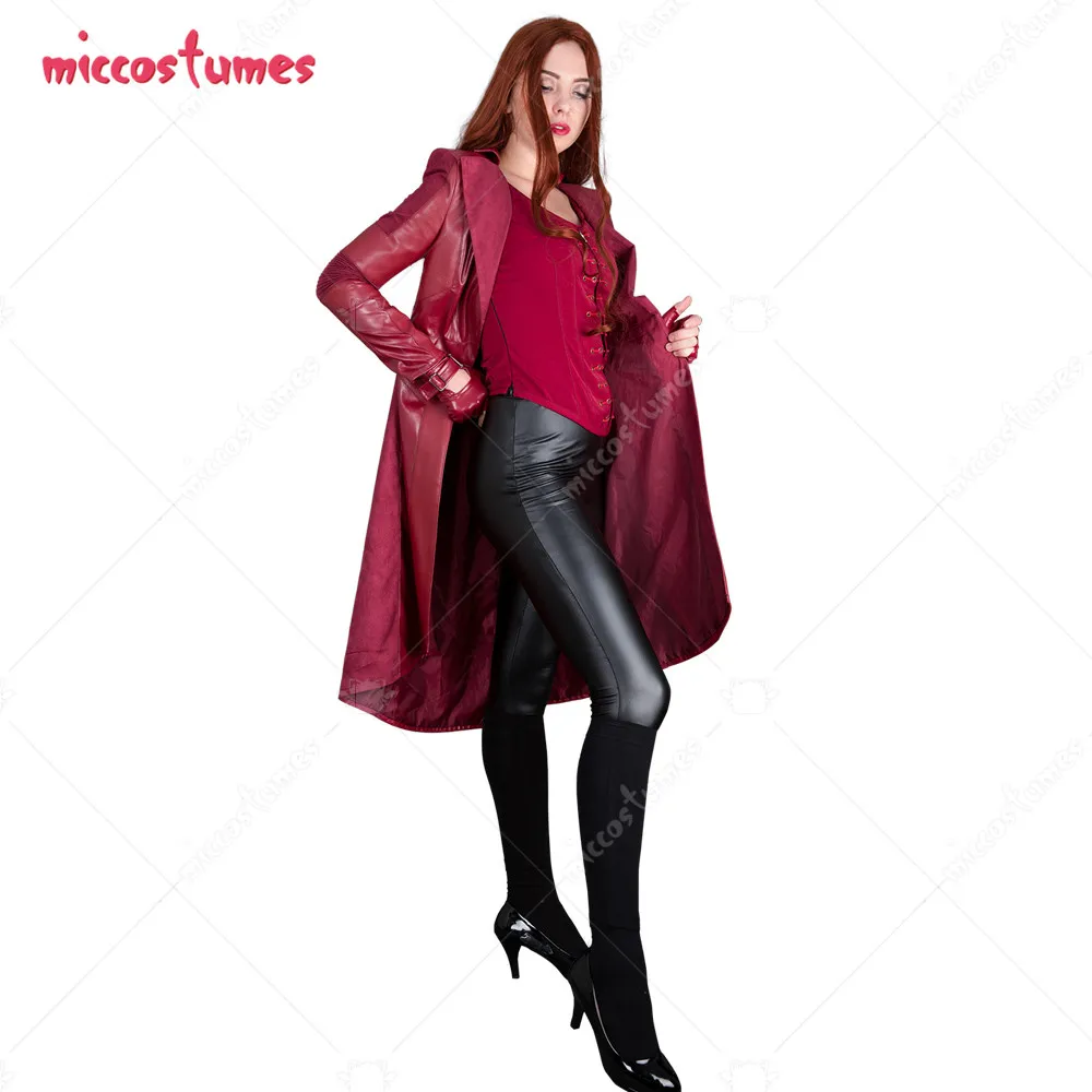 scarlet witch cosplay costume red coat woman halloween outfit vest pants free global shipping