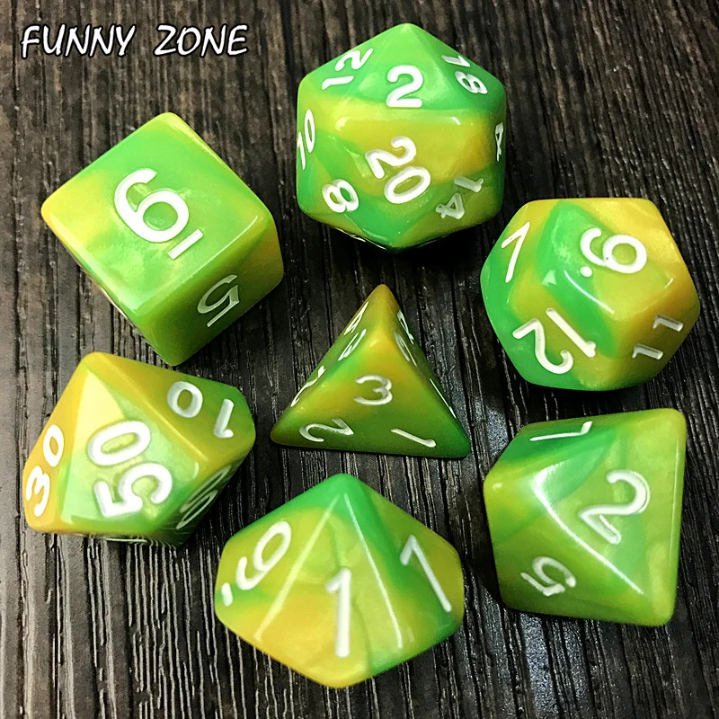 Высокое качество 7 шт. набор двухцветных игральных костей эффект туманности