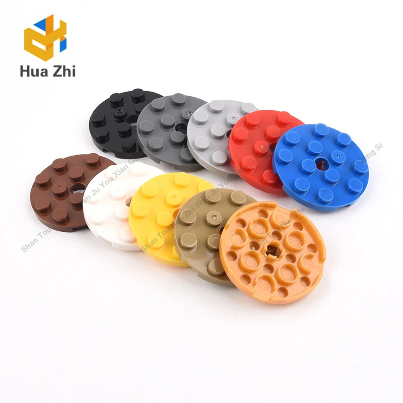 

10PCS 60474 Plate Round 4 x 4 with Pin HoleBuilding Blocks Parts MOC DIY Education Build Toys Brick