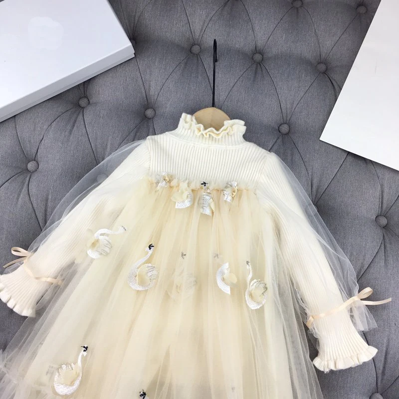 Роскошное платье для девочек теплые зимние рождественские платья с вышитым