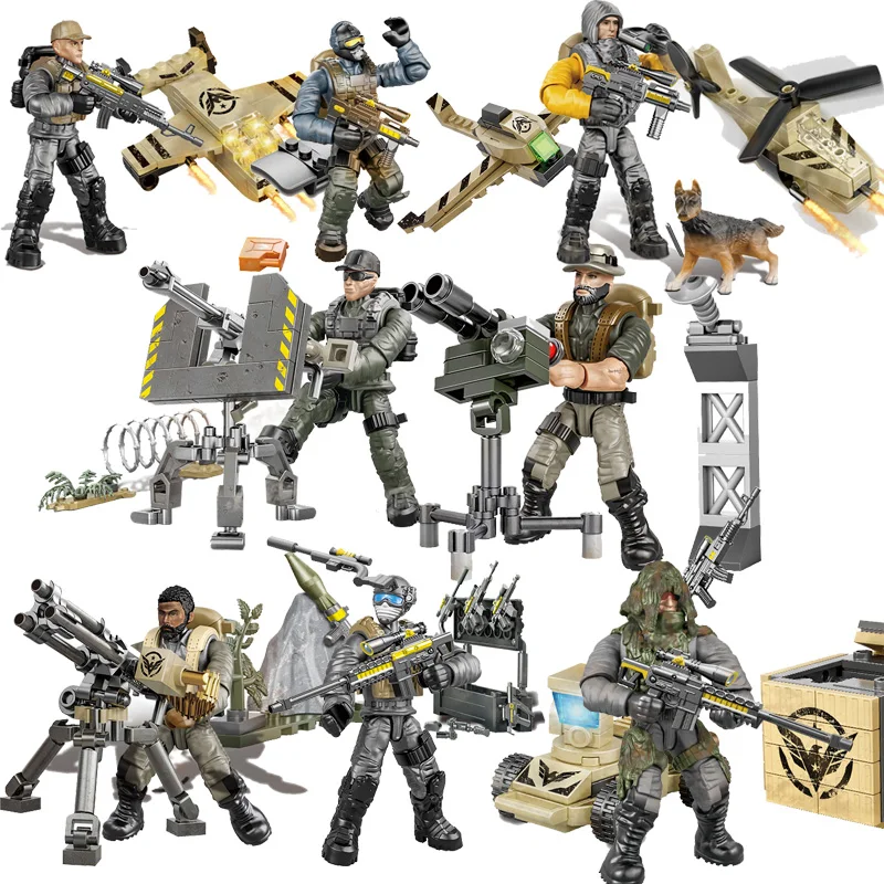 

Military Series WWII Soldier Fighter Artillery Weapon Accessories City Police DIY Model Building Blocks Bricks Toys Gifts
