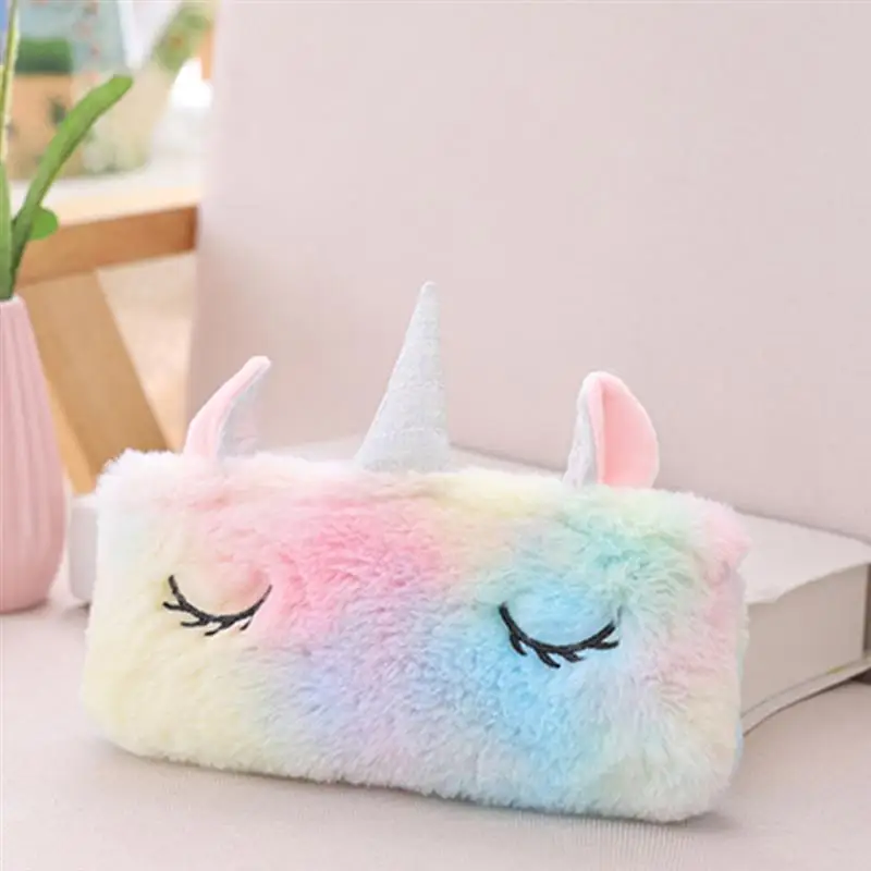 

2pcs Unicorn Pen Bag Plush Student Pencil Pouch Portable Stationery Pouch