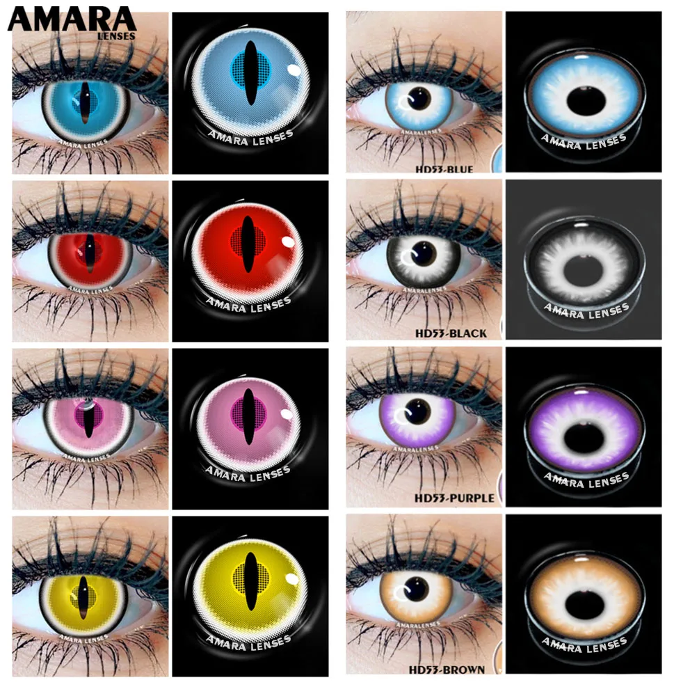 

AMARA Pink Colored Contact Lens For Eyes 1Pair Beauty Pupil Halloween Cosplay Lenses Dark Large Cover 14.5mm Yearly