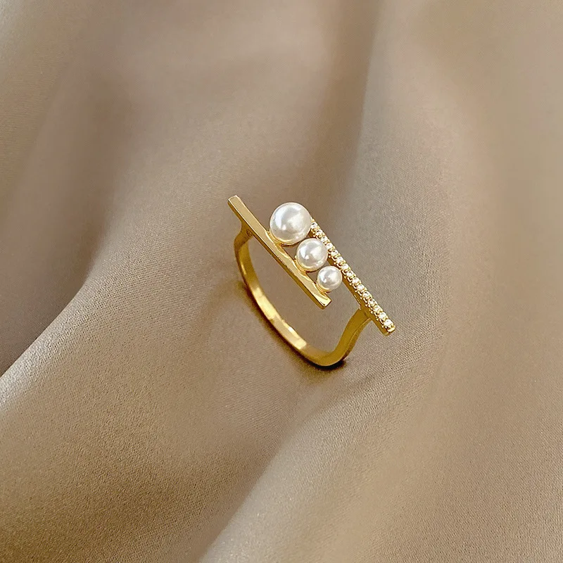 

Женское кольцо с имитацией жемчуга, регулируемое кольцо на указательный палец