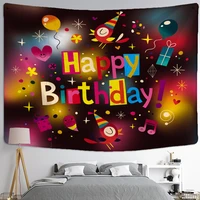 happy birthday background cloth tapestry wall hanging kawaii childrens room wall girl dormitory cartoon home party decor