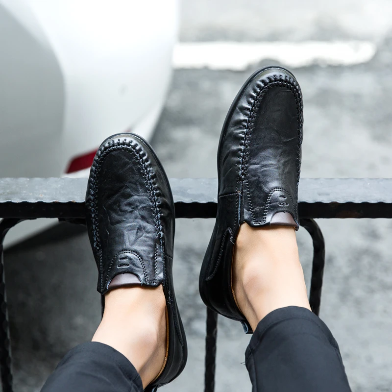 Мужские повседневные туфли XIMISEN из натуральной кожи Брендовые мужские лоферы