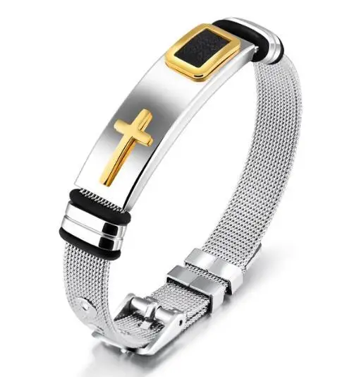 LOOKER модные крестовые браслеты для мужчин из нержавеющей стали черные Панк