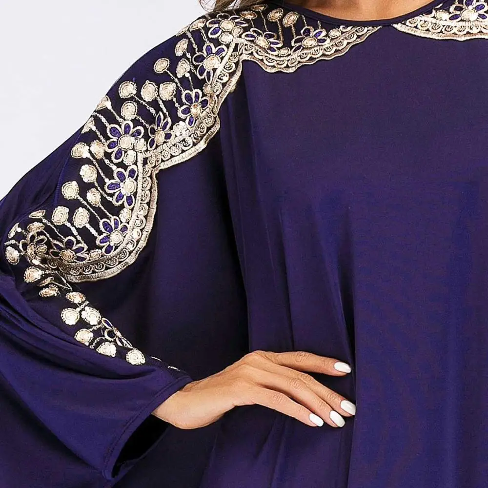 

women casual Sequins Abaya batwing sleeve Maxi Dress plus size Long Robe Jubah Kimono Eid Ramadan kaftan Islamic muslim Gown