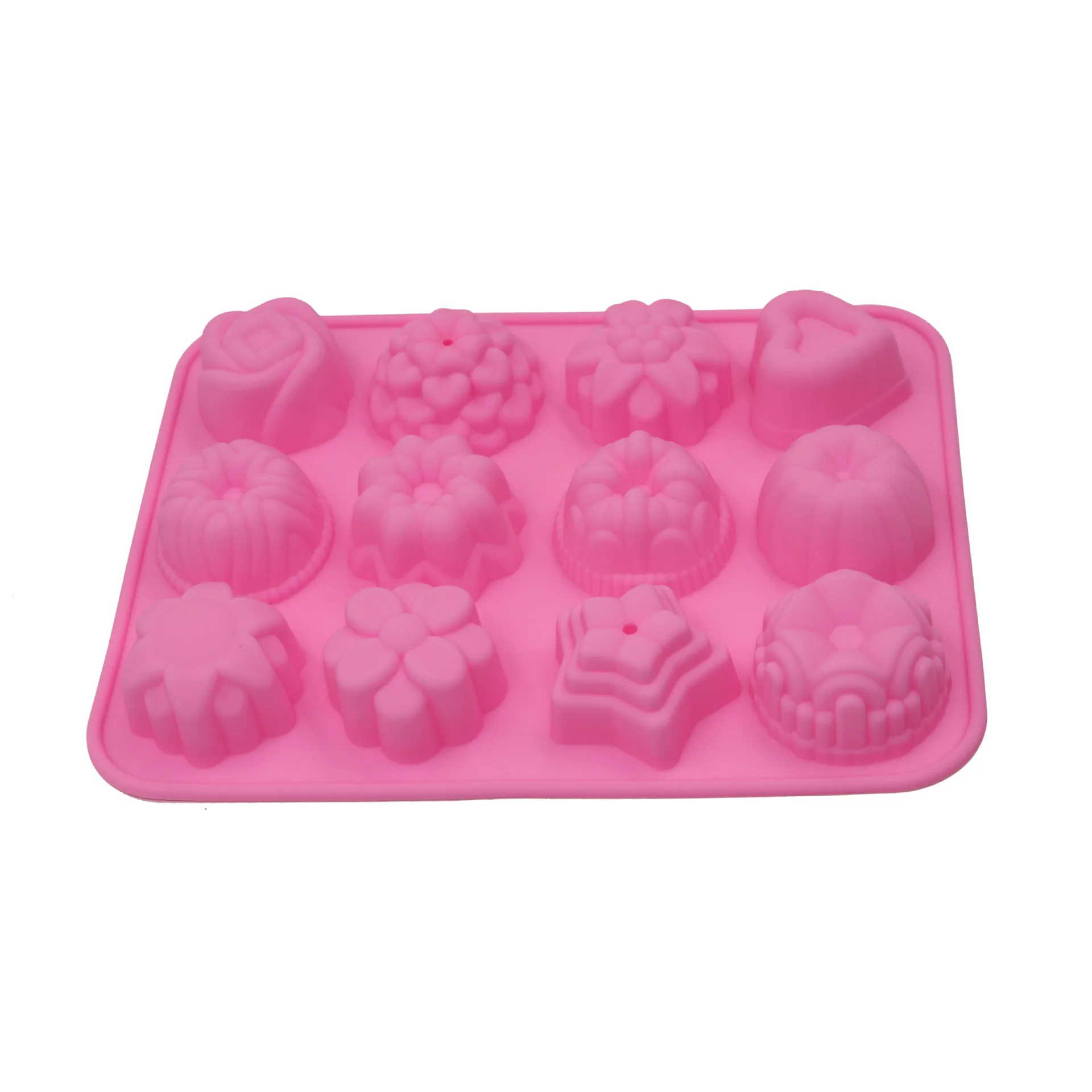 12-полость цветы острые силиконовые формы для торта мини торт шоколадные