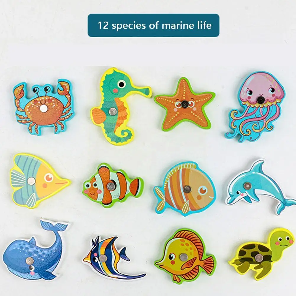 

Kids Boy Girl Fishing Toy Set Magnetic Suit Play Water Toys Baby Square Fish Hot Gift For Kids Concentration Training N4Q9