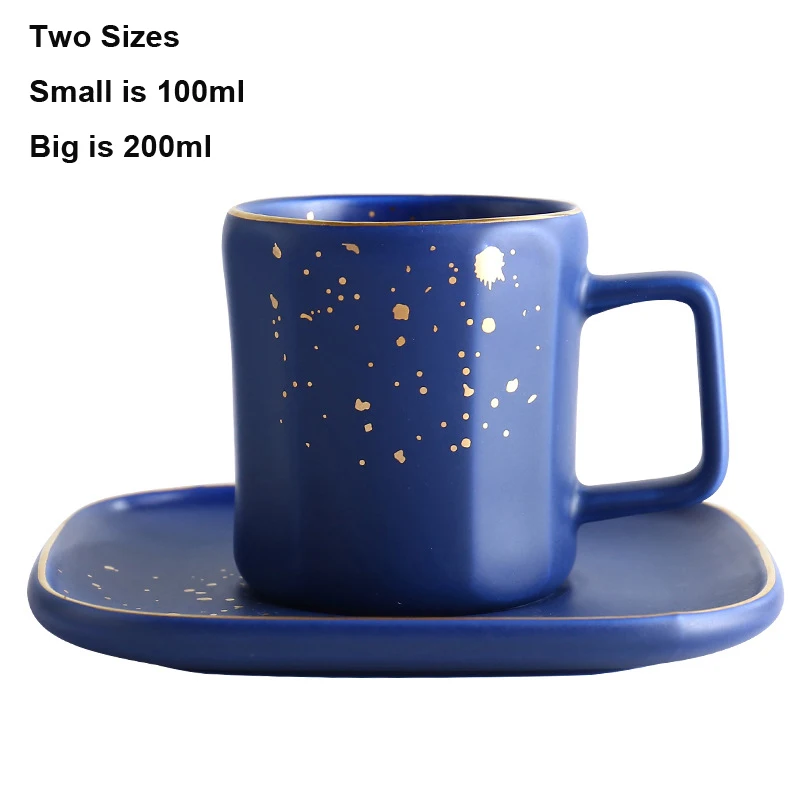 

Ceramic Gold Dots Espresso Coffee Cups and Saucers Nordic Kitchen Office Tableware High Quality Retro Porcelain Cup With Saucer