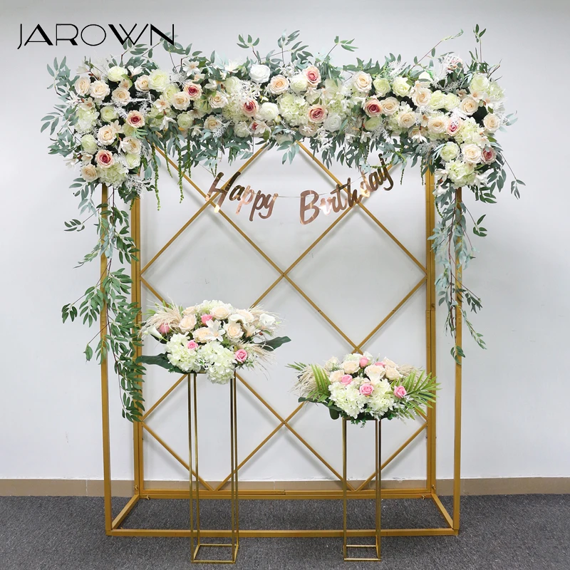 JAROWN-Soporte de flores para decoraci&oacute;n del hogar, marco cuadrado geom&eacute;trico, para fondo de boda, cuadr&iacute;cula, Cruz, rectangular, fiesta de cumplea&ntilde;os-0
