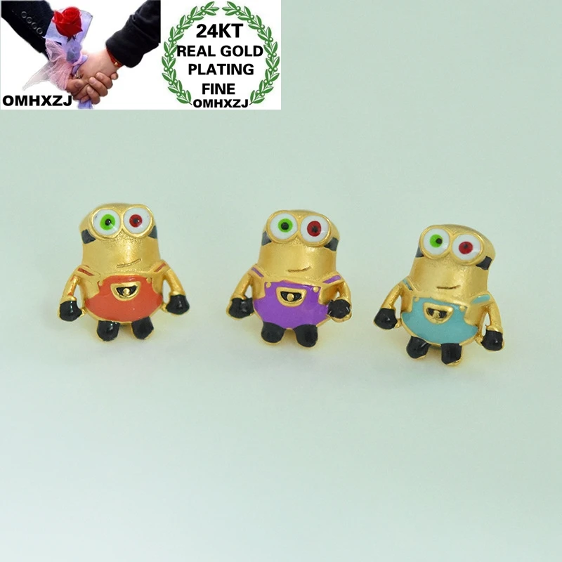 

OMHXZJ оптовая продажа CA362 Европейская мода горячая красивая женщина мужчина день рождения свадебный подарок Мультяшные бусины Сделай Сам 24KT золотой кулон очаровательные