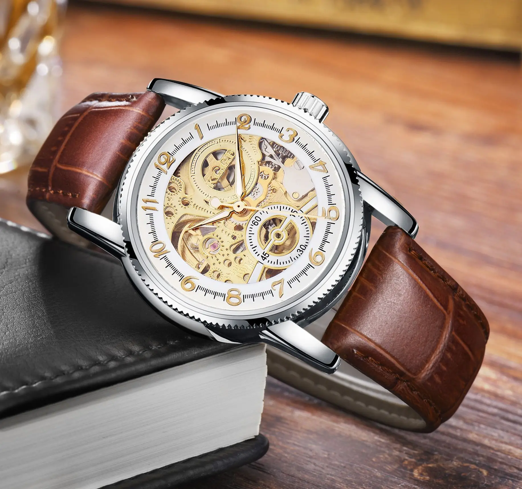 Часы-скелетоны HVENSHI новые спортивные механические часы роскошные мужские