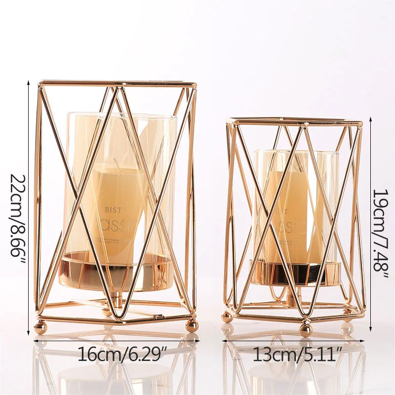 

Nordic Modern Home Supplier Decoration Ornaments Geometric Metal Flower Arrangement Vases Desk Display Candlestick Decorations