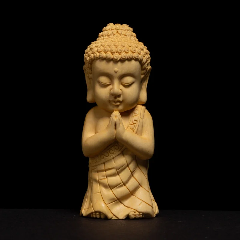 Статуя маленького Будды 7 8 см Shakyamuni Boxwood статуя фэн шуй скульптура ремесла
