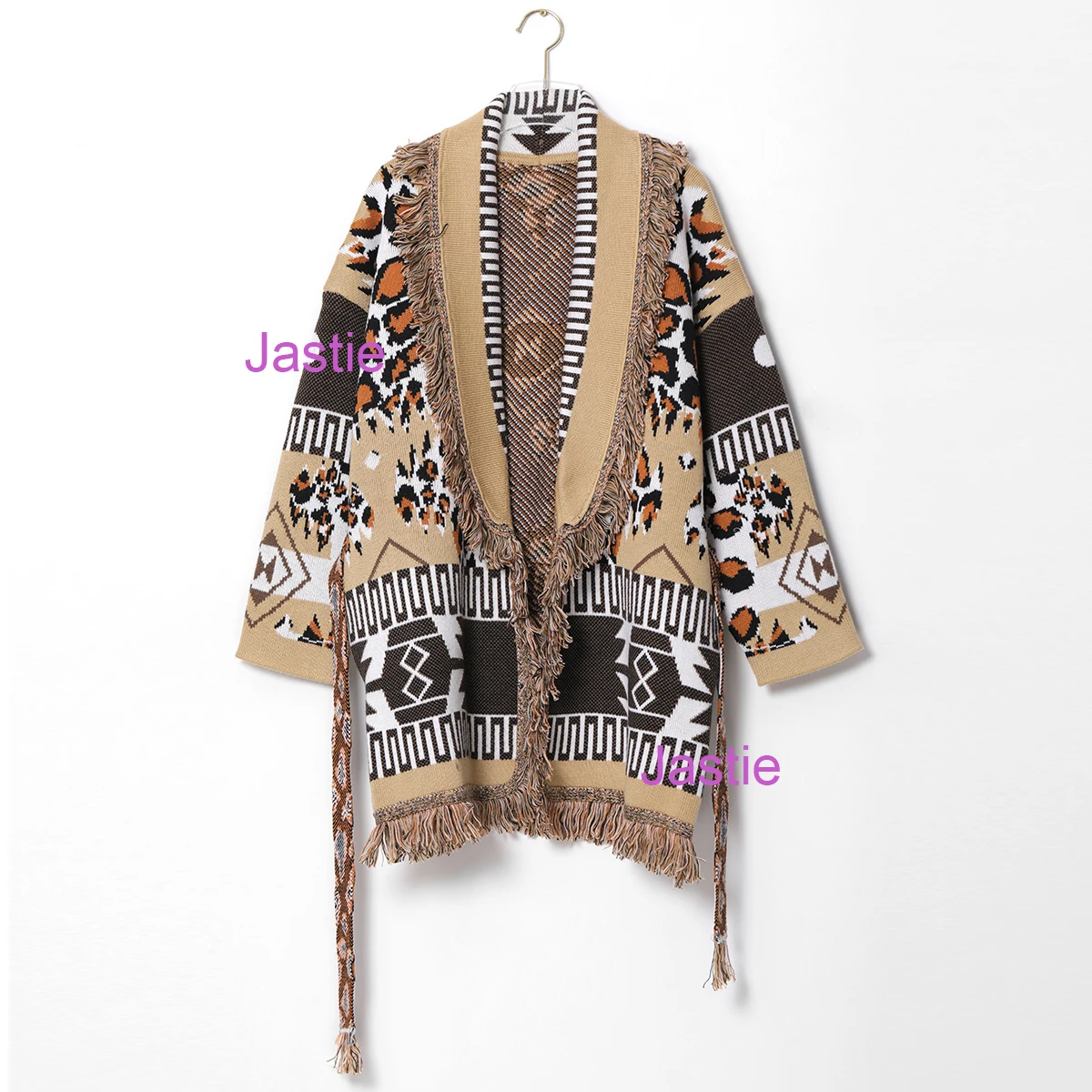 

Jastie Retro Leopard Jacquard Cashmere Cardigan Sweater Coat Women Wool 2020 Autumn Winter Sweater Cardigan Jacket Overcoat