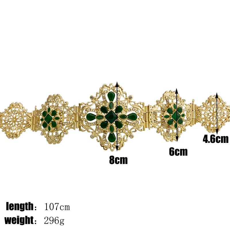 

Moroccan style royal hollowed-out rhinestone belt wedding decoration metal waist chain