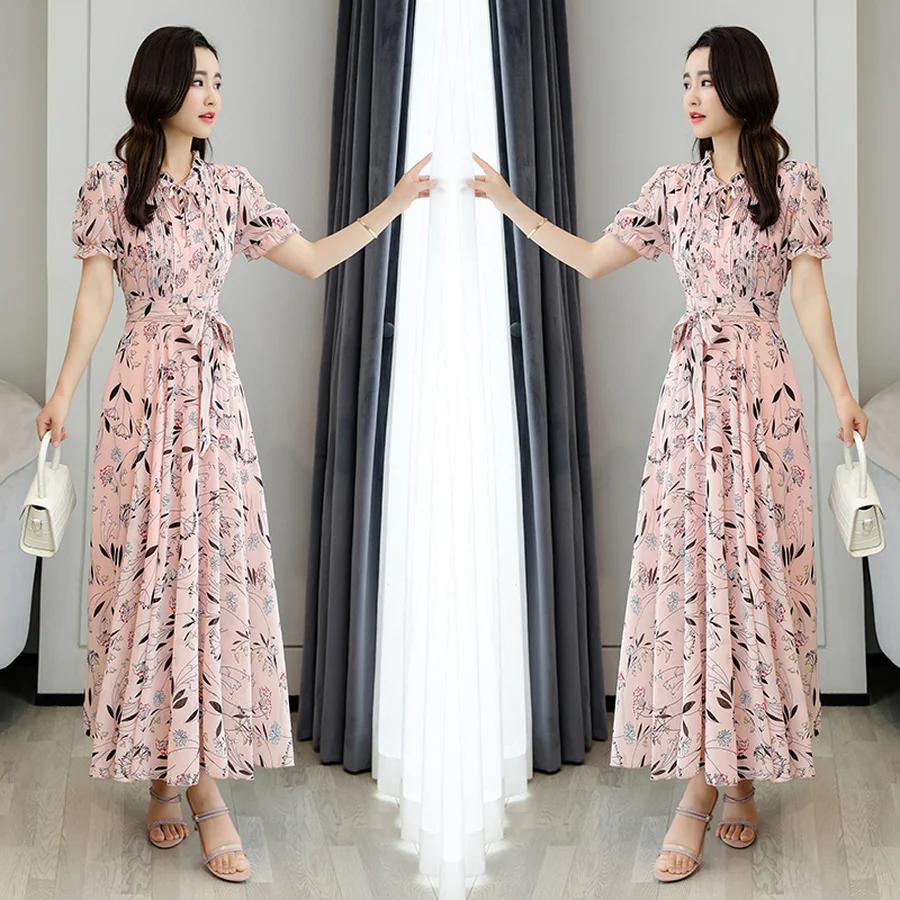 2020 Элегантный принт в стиле Бохо шифоновое пляжное платье миди весенне-летнее