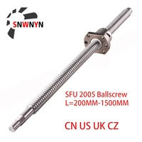sfu2005 ball screw 200 250 300 350 400 450 500 550 600 700 800 1000 1500mm rm2005 c7 roller screw with ballnut for cnc parts