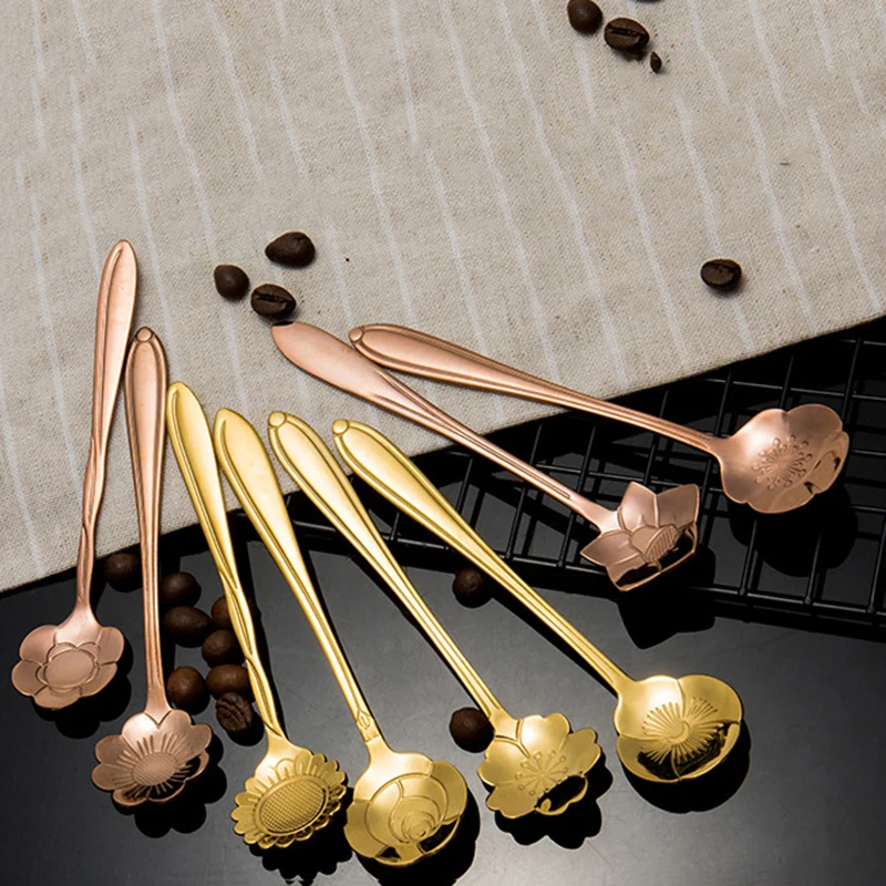 Розовая Золотая прочная кофейная ложка из нержавеющей стали десертная чайная