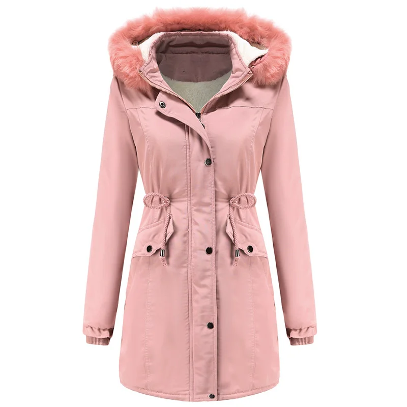 Winter Women's Coat Ladies Windbreaker Warm Jacket Hooded Fleece Fur Coat Female Parkas Fashion Outerwear Casual Cotton Clothes