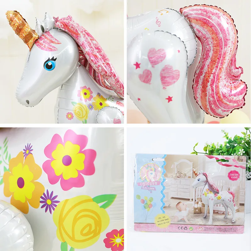 

3D Big Unicorn Aluminum Foil Balloon Three-dimensional Balloon Girl Birthday Balloon Theme Party Decoration Gift Children Toy