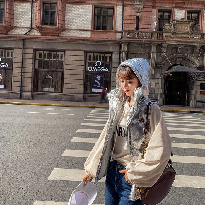 Женская куртка 2019 новый легкий однотонный жилет пуховик с капюшоном хлопковое