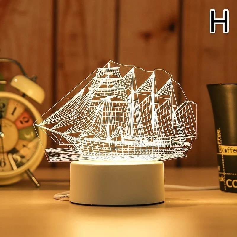 H Творческий 3D визуальный светодиодный Ночной светильник Настольная лампа для маленьких мальчиков подарок домашний декор с USB кабелем - Цвет: H