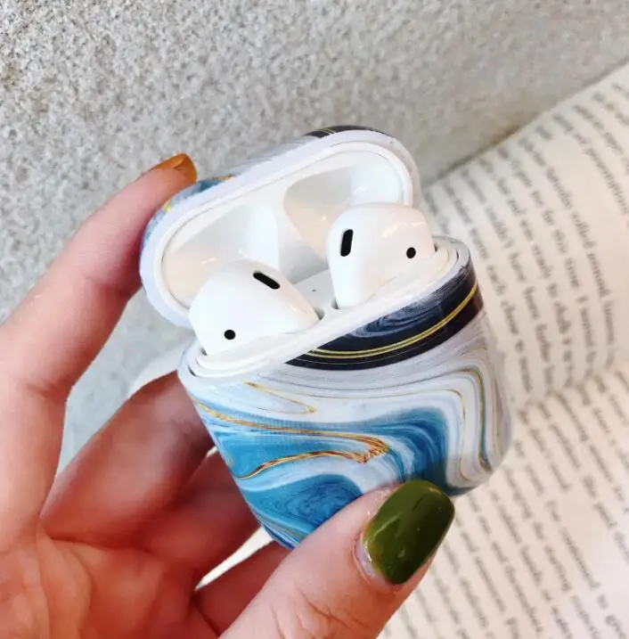 1 шт. чехол для наушников Airpods 2 Роскошный Мраморный Жесткий Чехол