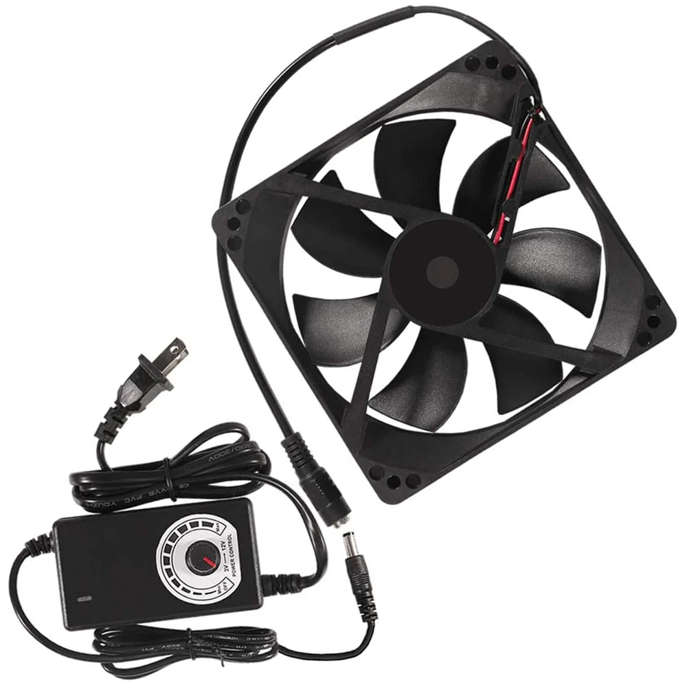 

120x25mm 110V 220V AC Powered Cooling Fan with Speed Controller 3V to 12V, 1225 AC 115V 120V 220V 240V for Cooling Ventilation