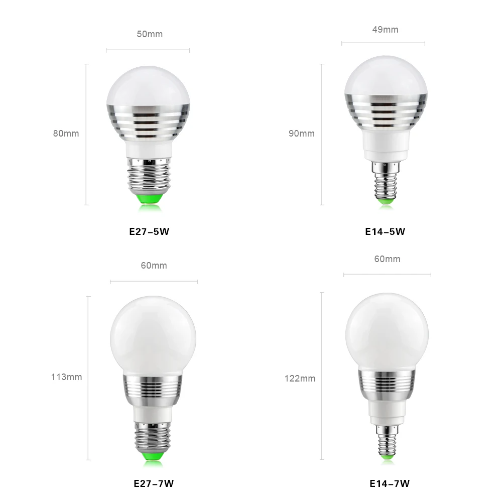 E27 E14 LED Bulb 5W 7W RGB 16 Color Changeable Lamp AC85V-265V Light Spotlight with IR Remote Control Home Decor | Освещение