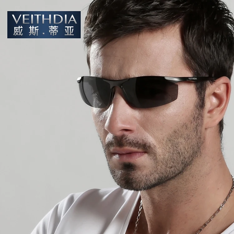 Мужские солнцезащитные очки без оправы VEITHDIA брендовые дизайнерские алюминиевые