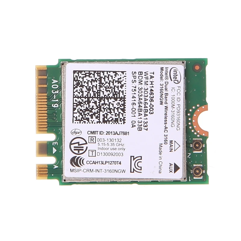 

Двухдиапазонная Беспроводная WLAN-карта 802,11 AC 3160 NGW Bluetooth 4,0 Wifi