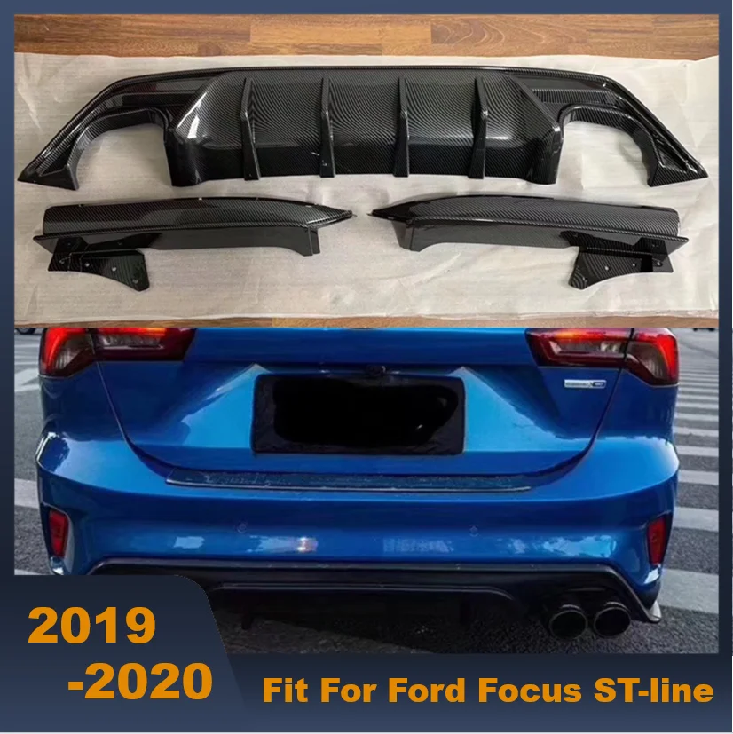 

Carbon Fiber Black ABS Rear Bumper Lip Diffuser Spoiler For Ford Focus ST-line Hatchback 4-Door 2019